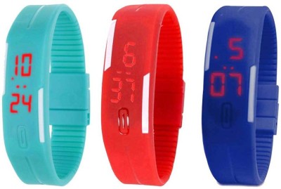 NS18 Silicone Led Magnet Band Combo of 3 Sky Blue, Red And Blue Digital Watch  - For Boys & Girls   Watches  (NS18)