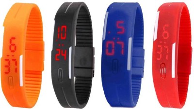 NS18 Silicone Led Magnet Band Watch Combo of 4 Orange, Black, Blue And Red Digital Watch  - For Couple   Watches  (NS18)