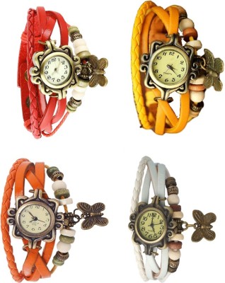 NS18 Vintage Butterfly Rakhi Combo of 4 Red, Orange, Yellow And White Analog Watch  - For Women   Watches  (NS18)