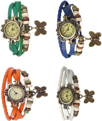 NS18 Vintage Butterfly Rakhi Combo of 4 Green, Orange, Blue And White Analog Watch  - For Women   Watches  (NS18)