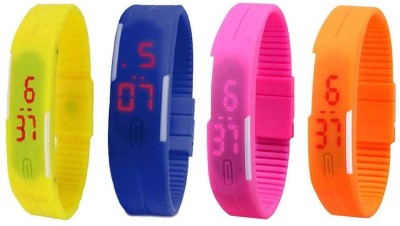 NS18 Silicone Led Magnet Band Combo of 4 Yellow, Blue, Pink And Orange Digital Watch  - For Boys & Girls   Watches  (NS18)