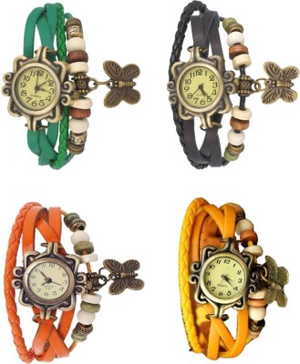 NS18 Vintage Butterfly Rakhi Combo of 4 Green, Orange, Black And Yellow Analog Watch  - For Women   Watches  (NS18)