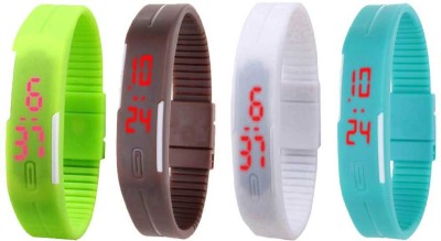 NS18 Silicone Led Magnet Band Watch Combo of 4 Green, Brown, White And Sky Blue Digital Watch  - For Couple   Watches  (NS18)