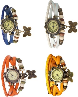 NS18 Vintage Butterfly Rakhi Combo of 4 Blue, Orange, White And Yellow Analog Watch  - For Women   Watches  (NS18)