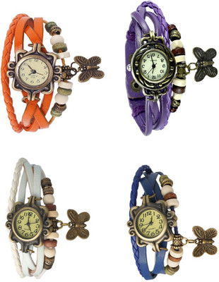 

Kissu Vintage Rakhi Combo of 4 Orange, White, Purple And Blue Watch - For Women