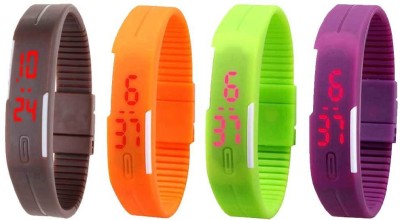 NS18 Silicone Led Magnet Band Watch Combo of 4 Brown, Orange, Green And Purple Digital Watch  - For Couple   Watches  (NS18)