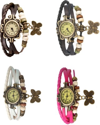 NS18 Vintage Butterfly Rakhi Combo of 4 Brown, White, Black And Pink Analog Watch  - For Women   Watches  (NS18)