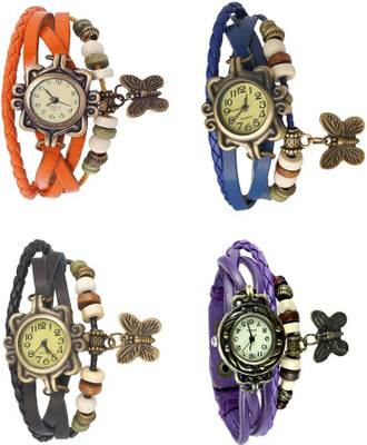 

NS18 Vintage Butterfly Rakhi Combo of 4 Orange, Black, Blue And Purple Watch - For Women