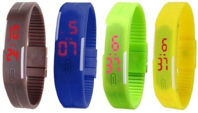 NS18 Silicone Led Magnet Band Combo of 4 Brown, Blue, Green And Yellow Digital Watch  - For Boys & Girls   Watches  (NS18)