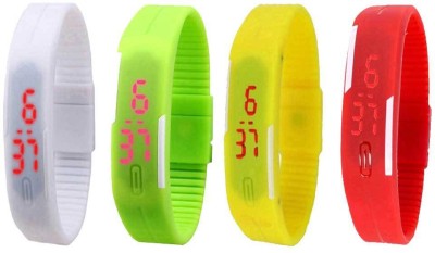 NS18 Silicone Led Magnet Band Watch Combo of 4 White, Green, Yellow And Red Digital Watch  - For Couple   Watches  (NS18)