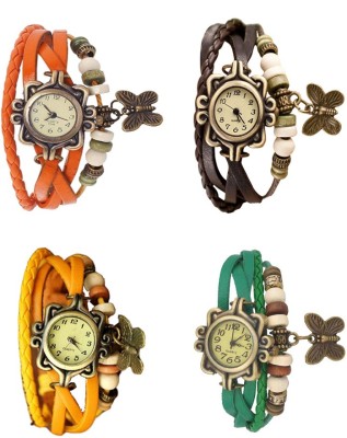 NS18 Vintage Butterfly Rakhi Combo of 4 Orange, Yellow, Brown And Green Analog Watch  - For Women   Watches  (NS18)