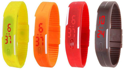 

Kissu Led Magnet Band Combo of 4 Yellow, Orange, Red And Brown Watch - For Men & Women