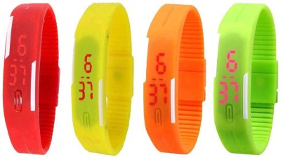 NS18 Silicone Led Magnet Band Combo of 4 Red, Yellow, Orange And Green Digital Watch  - For Boys & Girls   Watches  (NS18)