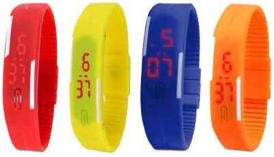 NS18 Silicone Led Magnet Band Combo of 4 Red, Yellow, Blue And Orange Digital Watch  - For Boys & Girls   Watches  (NS18)