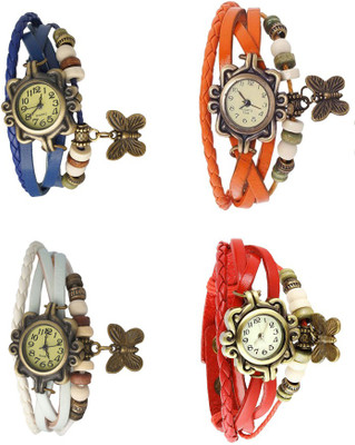 

NS18 Vintage Butterfly Rakhi Combo of 4 Blue, White, Orange And Red Watch - For Women