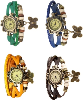 NS18 Vintage Butterfly Rakhi Combo of 4 Green, Yellow, Blue And Brown Analog Watch  - For Women   Watches  (NS18)