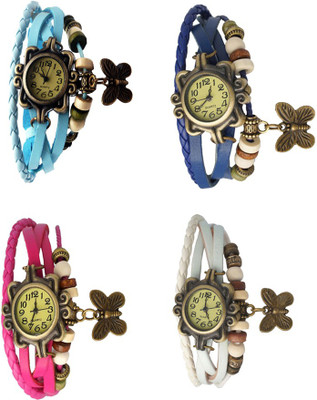 

NS18 Vintage Butterfly Rakhi Combo of 4 Sky Blue, Pink, Blue And White Watch - For Women