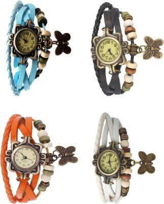 NS18 Vintage Butterfly Rakhi Combo of 4 Sky Blue, Orange, Black And White Analog Watch  - For Women   Watches  (NS18)