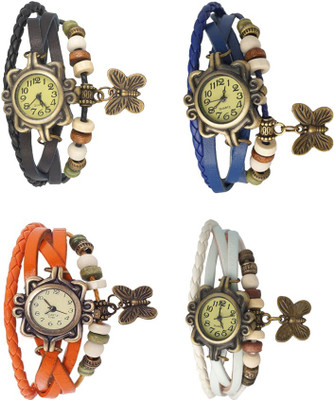

NS18 Vintage Butterfly Rakhi Combo of 4 Black, Orange, Blue And White Watch - For Women