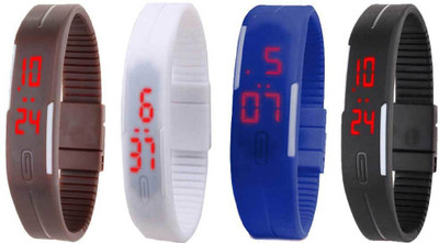 

Kissu Led Magnet Band Combo of 4 Brown, White, Blue And Black Watch - For Men & Women