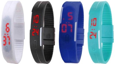 NS18 Silicone Led Magnet Band Watch Combo of 4 White, Black, Blue And Sky Blue Digital Watch  - For Couple   Watches  (NS18)