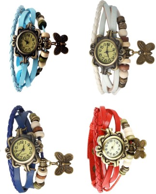 NS18 Vintage Butterfly Rakhi Combo of 4 Sky Blue, Blue, White And Red Analog Watch  - For Women   Watches  (NS18)