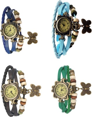 NS18 Vintage Butterfly Rakhi Combo of 4 Blue, Black, Sky Blue And Green Analog Watch  - For Women   Watches  (NS18)