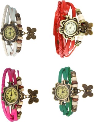 NS18 Vintage Butterfly Rakhi Combo of 4 White, Pink, Red And Green Analog Watch  - For Women   Watches  (NS18)