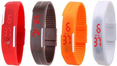 NS18 Silicone Led Magnet Band Combo of 4 Red, Brown, Orange And White Digital Watch  - For Boys & Girls   Watches  (NS18)