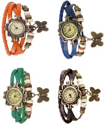 NS18 Vintage Butterfly Rakhi Combo of 4 Orange, Green, Blue And Brown Analog Watch  - For Women   Watches  (NS18)
