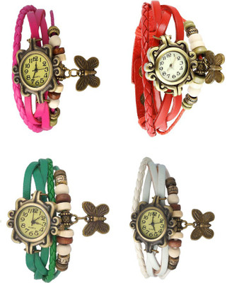 

Kissu Vintage Rakhi Combo of 4 Pink, Green, Red And White Watch - For Women
