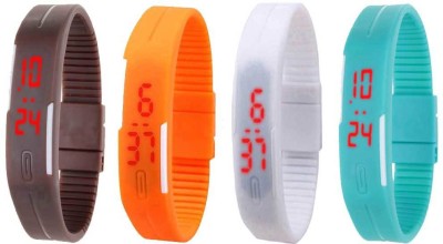 NS18 Silicone Led Magnet Band Watch Combo of 4 Brown, Orange, White And Sky Blue Digital Watch  - For Couple   Watches  (NS18)