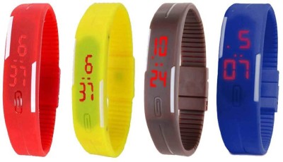 NS18 Silicone Led Magnet Band Combo of 4 Red, Yellow, Brown And Blue Digital Watch  - For Boys & Girls   Watches  (NS18)