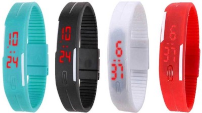 

Kissu Led Magnet Band Combo of 4 Sky Blue, Black, White And Red Watch - For Men & Women