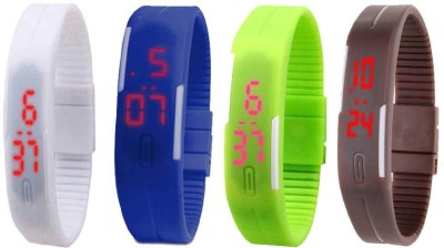 NS18 Silicone Led Magnet Band Combo of 4 White, Blue, Green And Brown Digital Watch  - For Boys & Girls   Watches  (NS18)