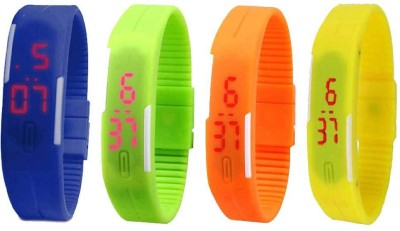 NS18 Silicone Led Magnet Band Combo of 4 Blue, Green, Orange And Yellow Digital Watch  - For Boys & Girls   Watches  (NS18)