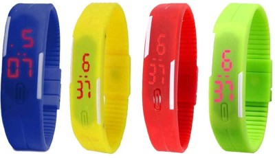 NS18 Silicone Led Magnet Band Combo of 4 Blue, Yellow, Red And Green Digital Watch  - For Boys & Girls   Watches  (NS18)