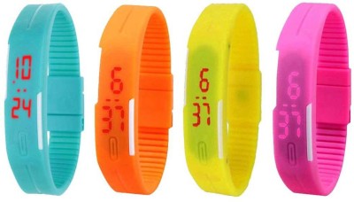 NS18 Silicone Led Magnet Band Watch Combo of 4 Sky Blue, Orange, Yellow And Pink Digital Watch  - For Couple   Watches  (NS18)