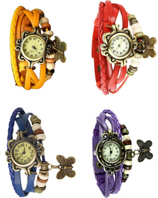 

Kissu Vintage Rakhi Combo of 4 Yellow, Blue, Red And Purple Watch - For Women