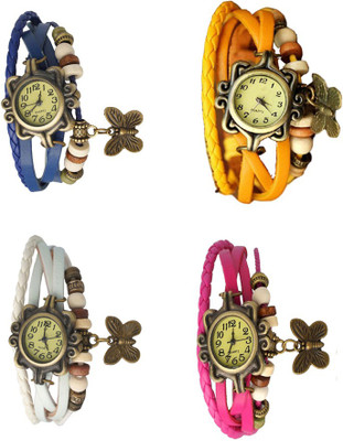 

Kissu Vintage Rakhi Combo of 4 Blue, White, Yellow And Pink Watch - For Women