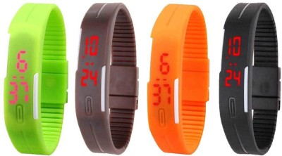 NS18 Silicone Led Magnet Band Combo of 4 Green, Brown, Orange And Black Digital Watch  - For Boys & Girls   Watches  (NS18)