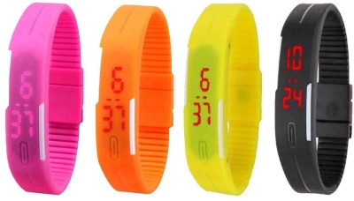 NS18 Silicone Led Magnet Band Combo of 4 Pink, Orange, Yellow And Black Digital Watch  - For Boys & Girls   Watches  (NS18)