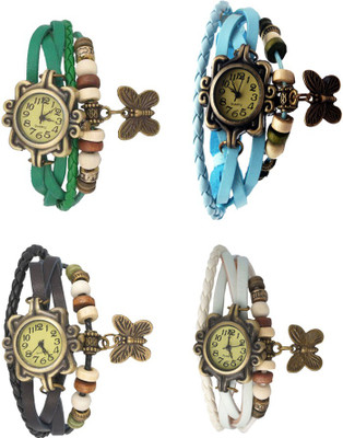 

Kissu Vintage Rakhi Combo of 4 Green, Black, Sky Blue And White Watch - For Women