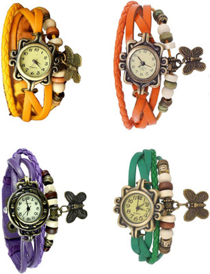 

Kissu Vintage Rakhi Combo of 4 Yellow, Purple, Orange And Green Watch - For Women