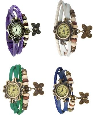 NS18 Vintage Butterfly Rakhi Combo of 4 Purple, Green, White And Blue Analog Watch  - For Women   Watches  (NS18)
