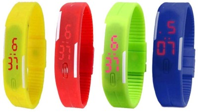 NS18 Silicone Led Magnet Band Combo of 4 Yellow, Red, Green And Blue Digital Watch  - For Boys & Girls   Watches  (NS18)