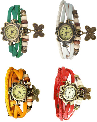 

Kissu Vintage Rakhi Combo of 4 Green, Yellow, White And Red Watch - For Women