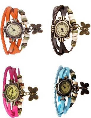 NS18 Vintage Butterfly Rakhi Combo of 4 Orange, Pink, Brown And Sky Blue Analog Watch  - For Women   Watches  (NS18)