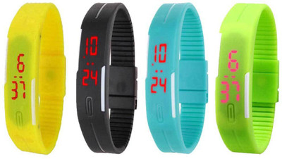 

Kissu Led Magnet Band Combo of 4 Yellow, Black, Sky Blue And Green Watch - For Men & Women