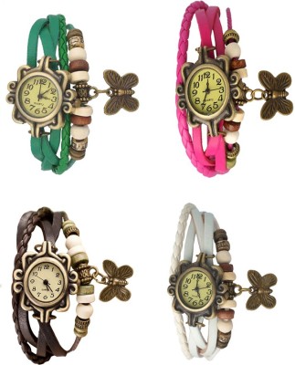 NS18 Vintage Butterfly Rakhi Combo of 4 Green, Brown, Pink And White Analog Watch  - For Women   Watches  (NS18)